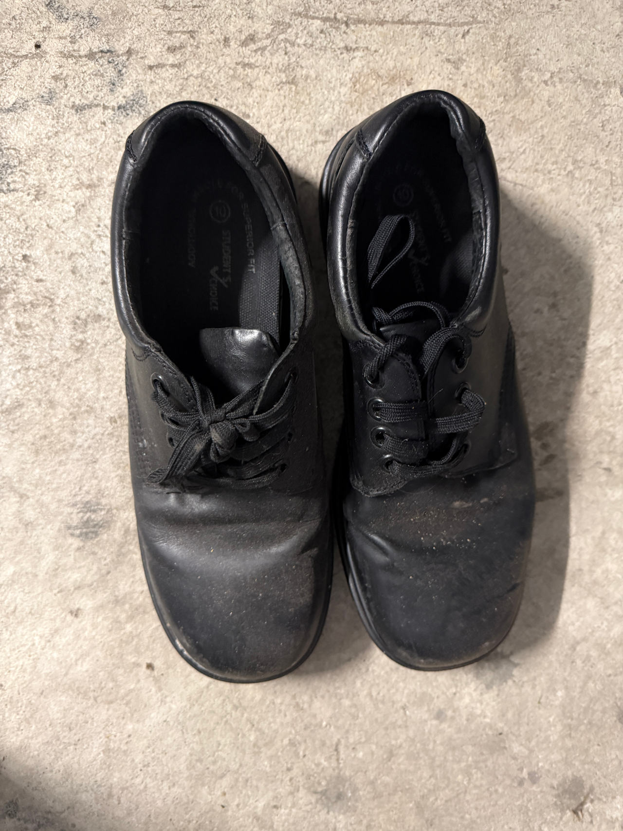Black leather school shoes