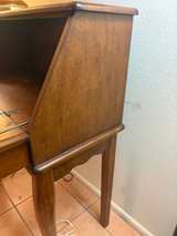 Vintage Wood Secretary Desk with Inlay and Cabriole Legs - Image 4