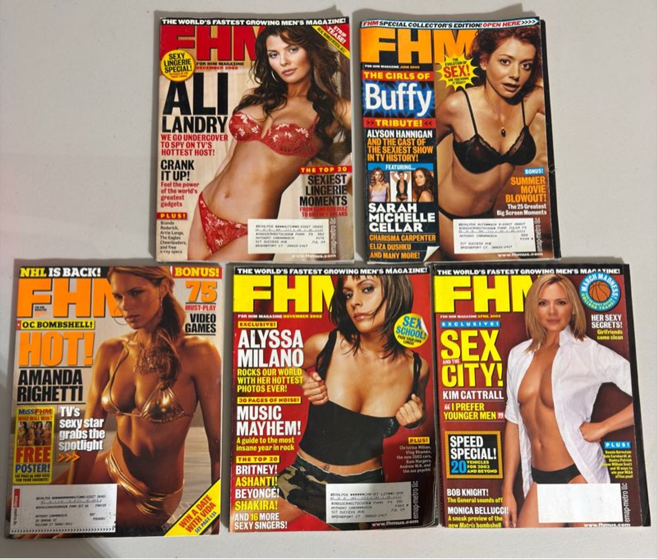 FHM Magazine Lot Ali Landry Alyson Hannigan Alyssa Milano Kim Cattrall Amanda Righetti