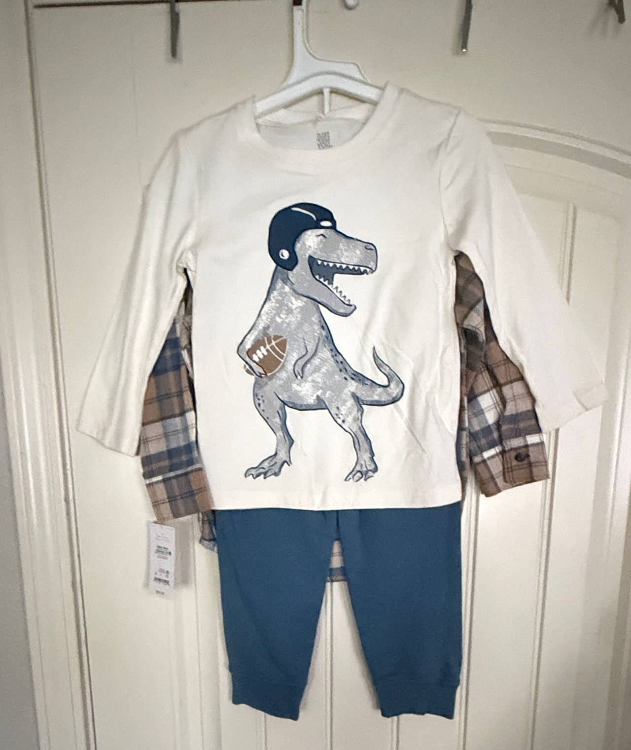 Cat & Jack Toddler Boys' 3pc Dino Football Top and Bottom Set size 2T