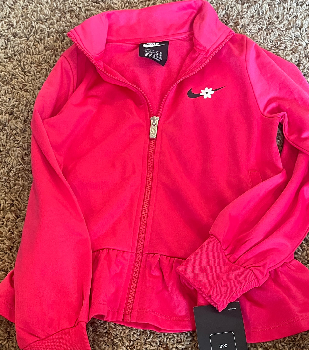 Nike Girls' Pink Peplum Zip-Up Jacket new with tags size 6