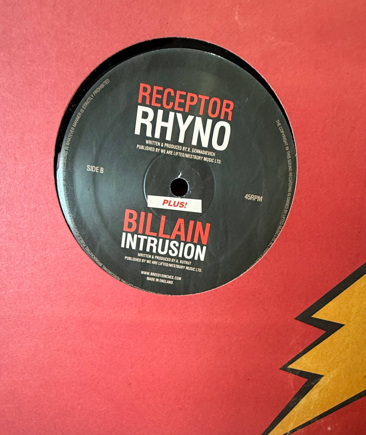Receptor / Billain - Rhyno / Intrusion 12" Vinyl