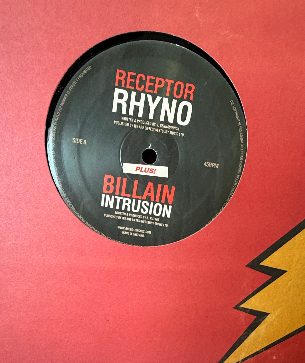 Receptor / Billain - Rhyno / Intrusion 12" Vinyl