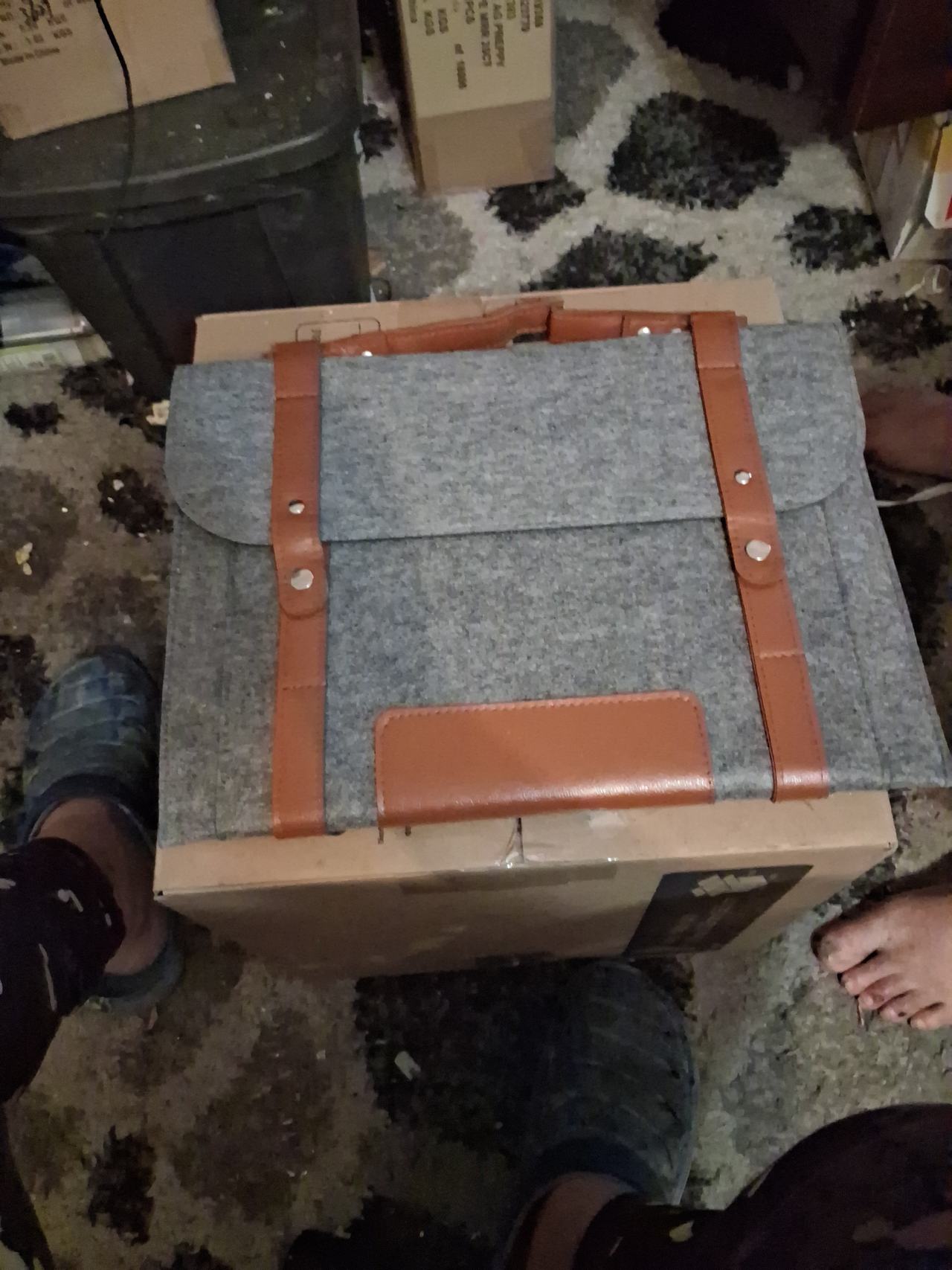 Felt Laptop Sleeve with Leather Trim