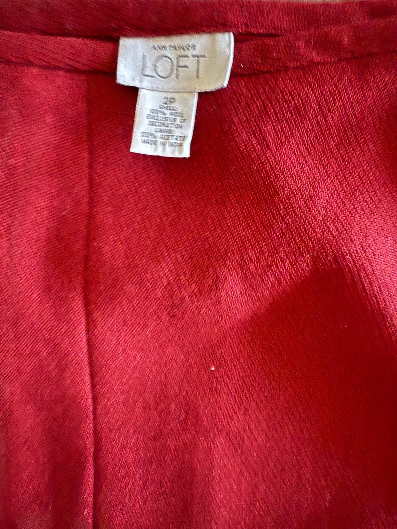 Ann Taylor Red Embroidered Pencil Skirt