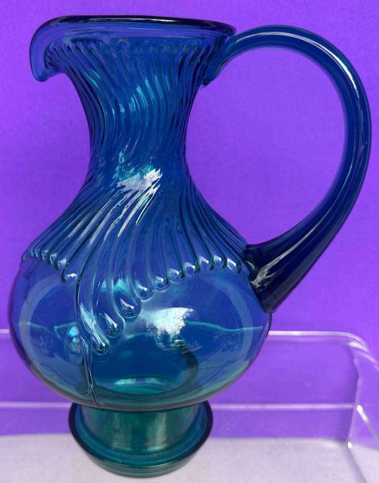 VINTAGE INDIANA GLASS TIARA BLUE AQUA PITCHER