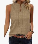 OCSTRADE Womens Size Medium Tank Tops Black Lattice Textured Split Neck Trendy - Image 1