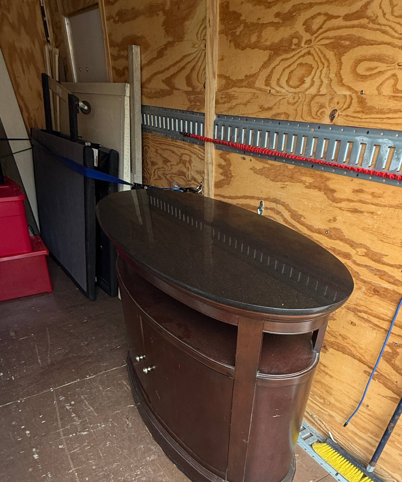 Granite Top Wood Console Table Cabinet