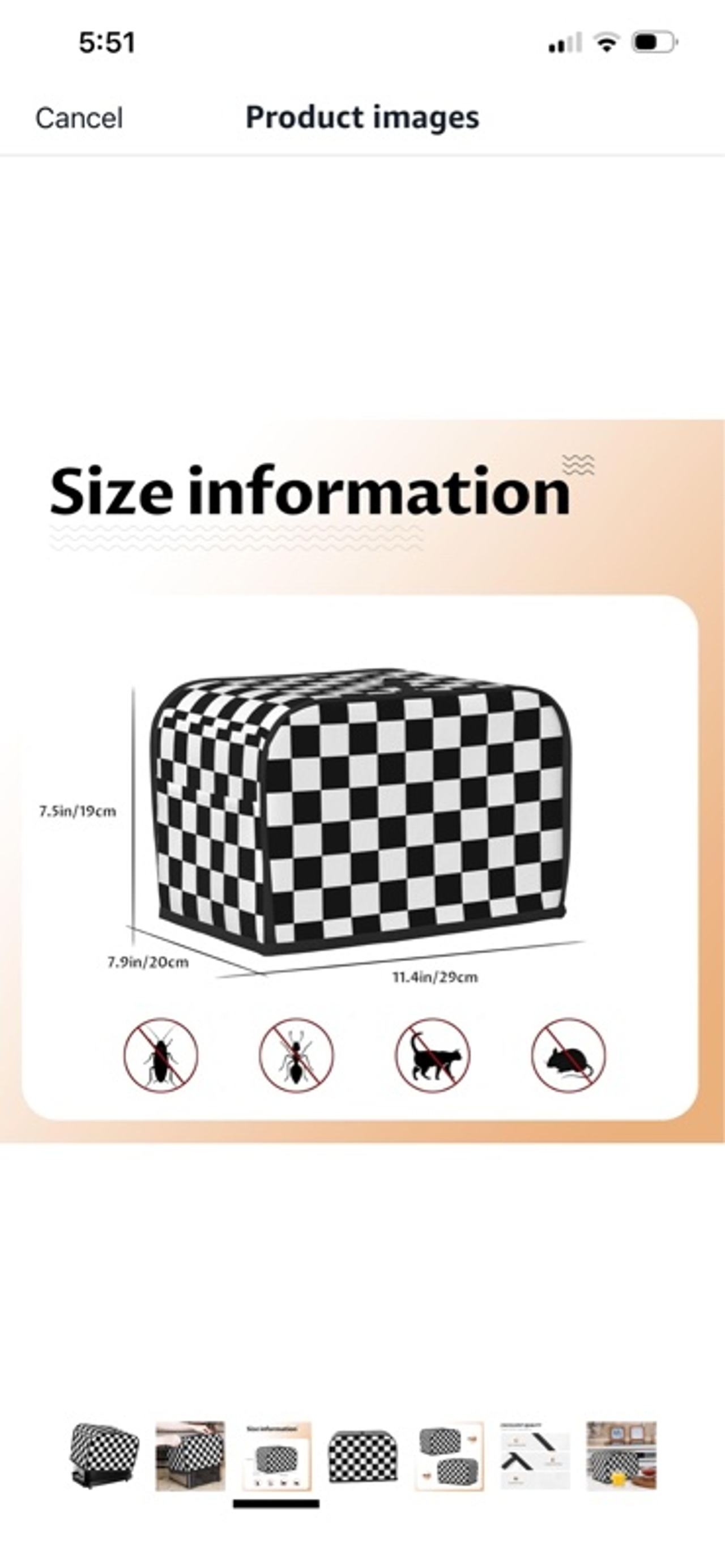Black and White Checkered Toaster Cover