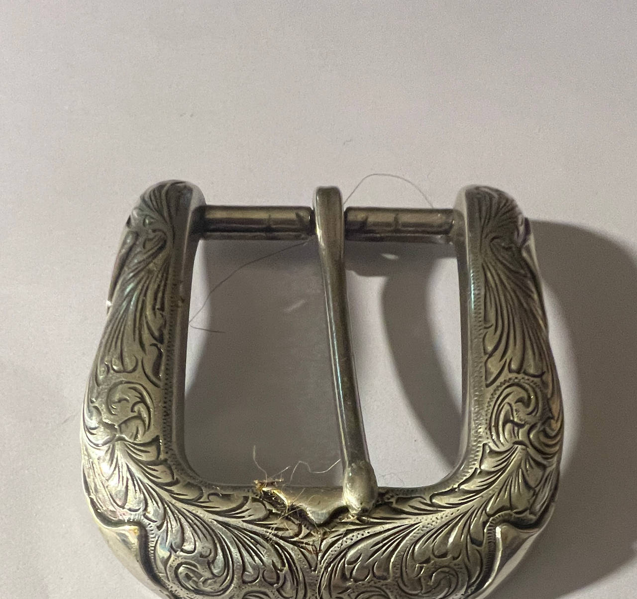 Vintage Western Sterling Silver Engraved Belt Buckle
