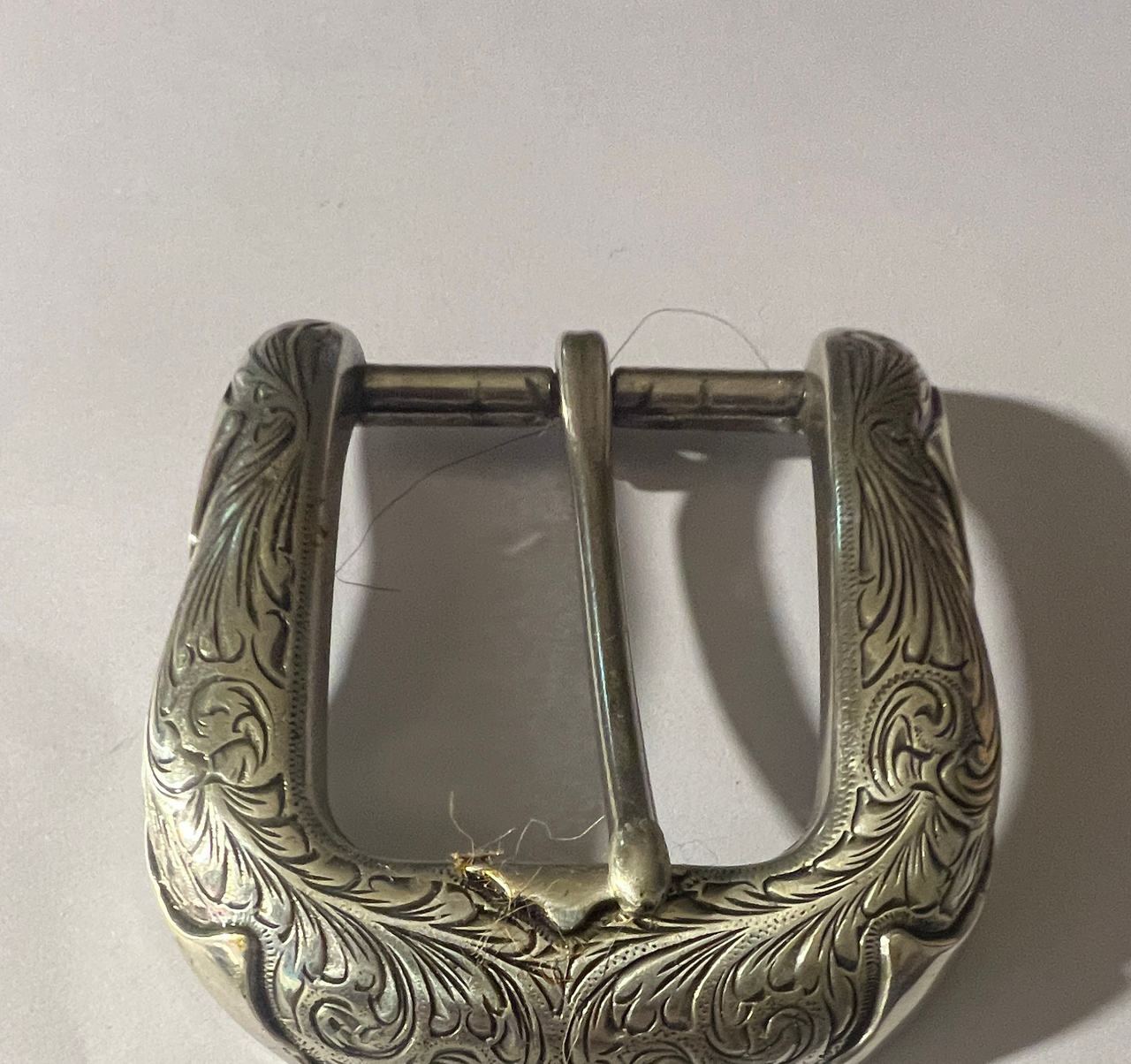 Vintage Western Sterling Silver Engraved Belt Buckle