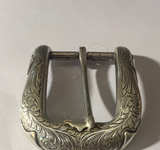 Vintage Western Sterling Silver Engraved Belt Buckle - Image 1