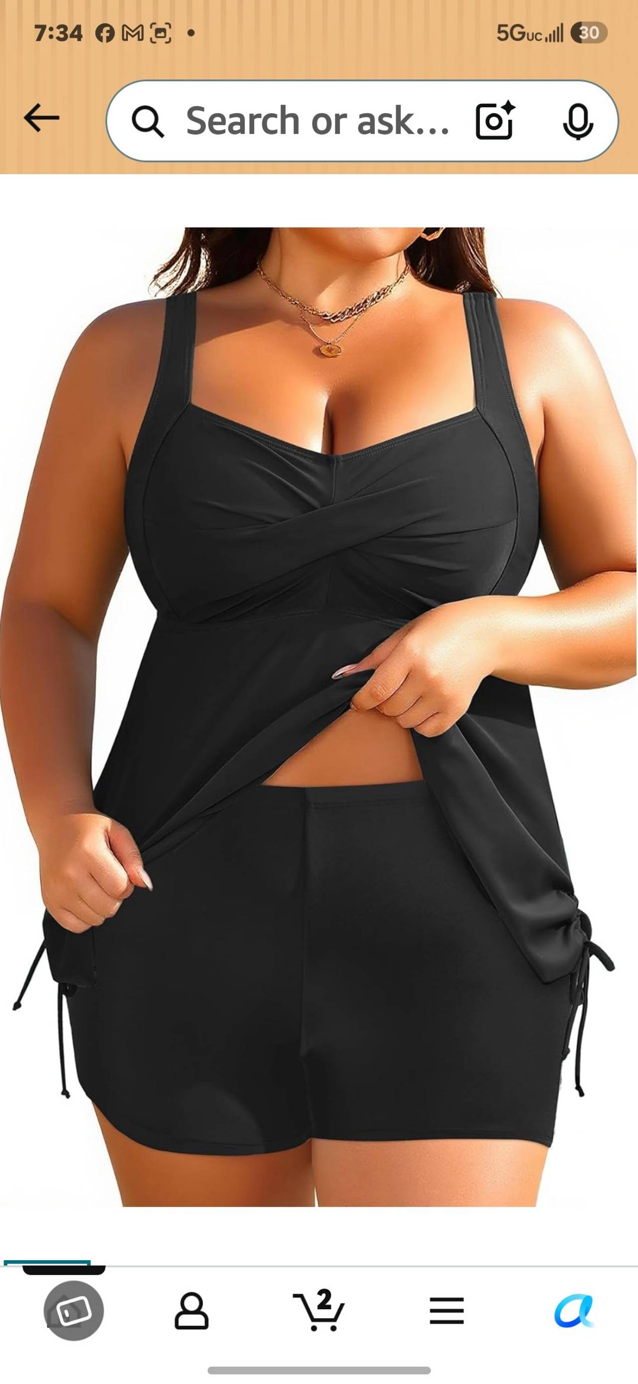 Women's Plus Size Tankini Swimsuit with Boy Shorts
