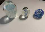 Lot of 3 Art Glass Paperweights - Jellyfish & Swirl Designs - Image 1