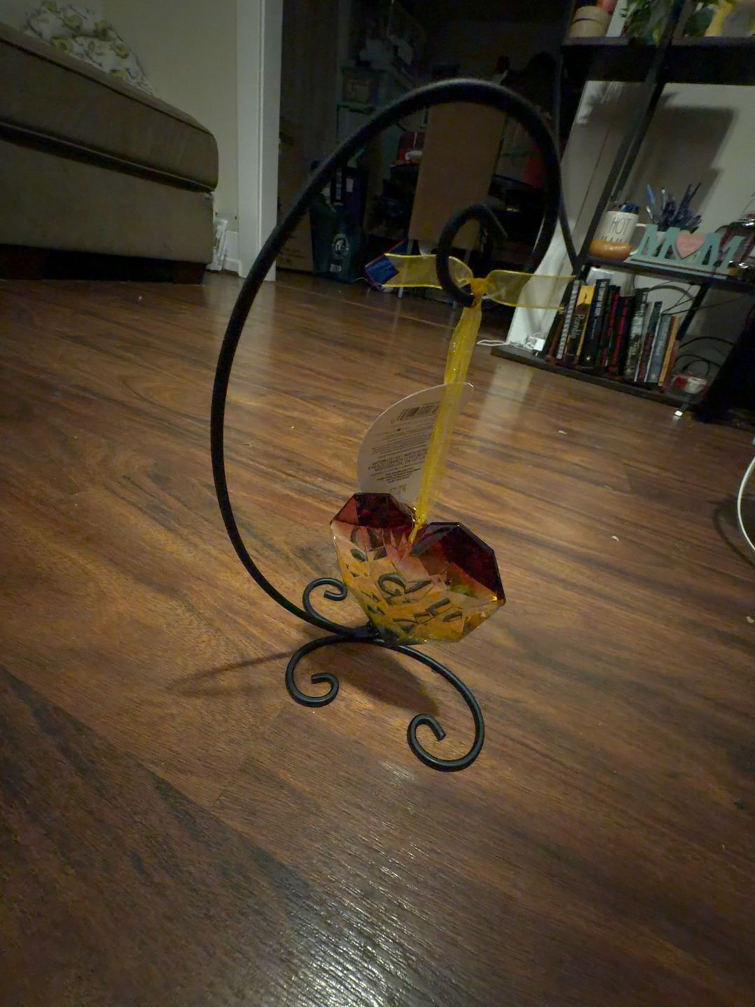 Glass Decanter Heart Amber