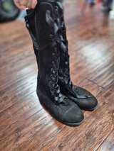 Women's Tall Black Lace-Up Ribbon Boots - Image 3