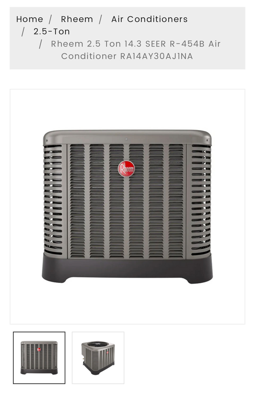 Rheem 2.5 Ton 14.3 SEER R-454B Air Conditioner
