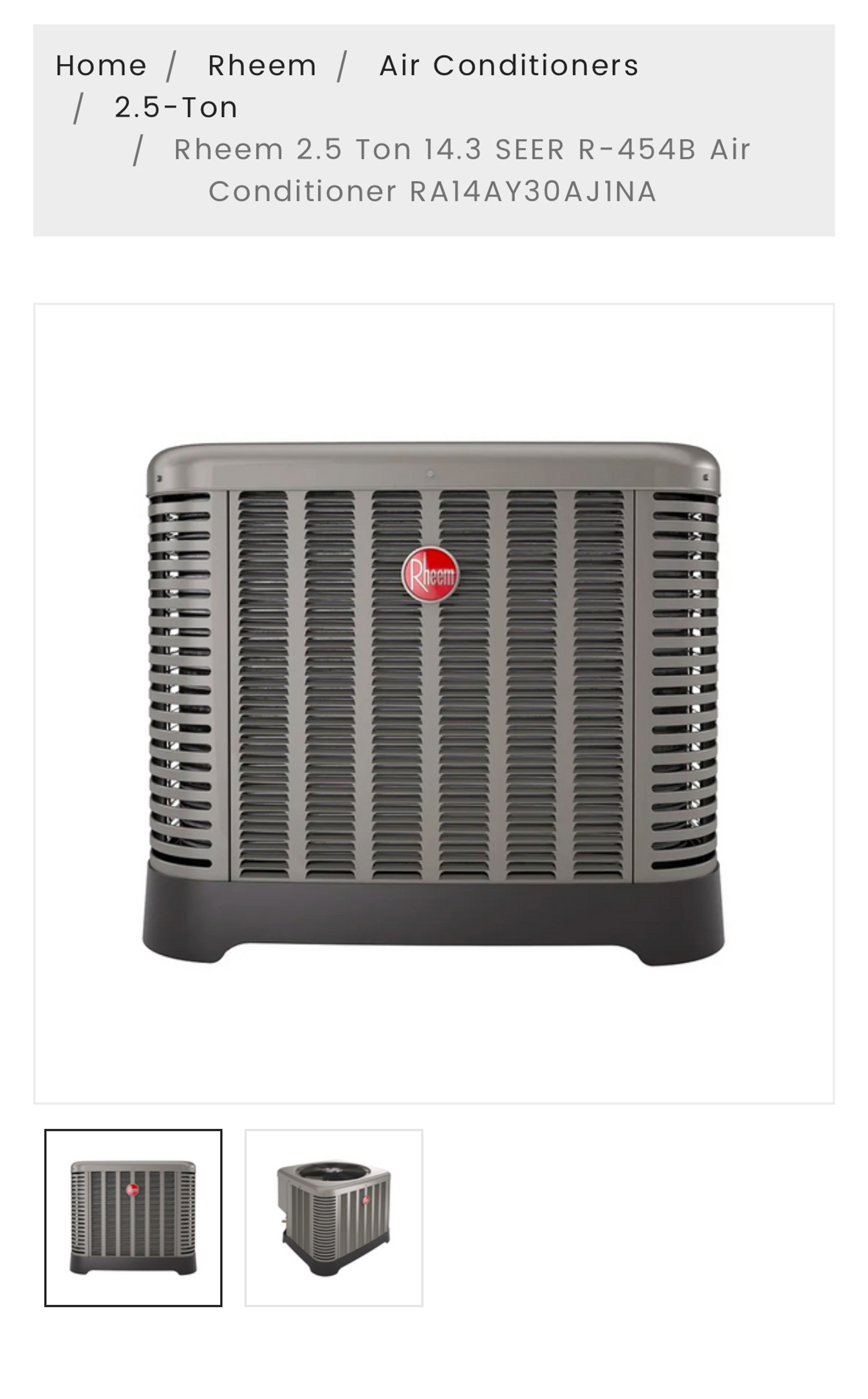 Rheem 2.5 Ton 14.3 SEER R-454B Air Conditioner