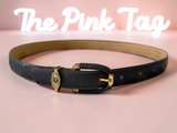 Christian Dior Vintage Navy Leather Belt with CD Logo Buckle - Image 1