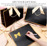 Silkfly 8Pcs Thank You Gift Bags 12x10x4'' Black with Bow Ribbon, with Handle - Image 4