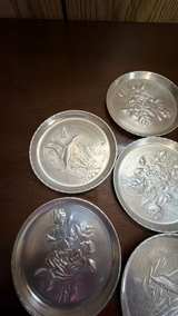 Vintage Embossed Aluminum Coasters Set of 7 - Image 6