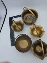 Vintage Brass Miniature Basket and Cauldron Set - Image 1