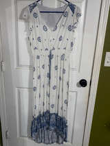 Blue and White Boho Maxi Dress, L - Image 1