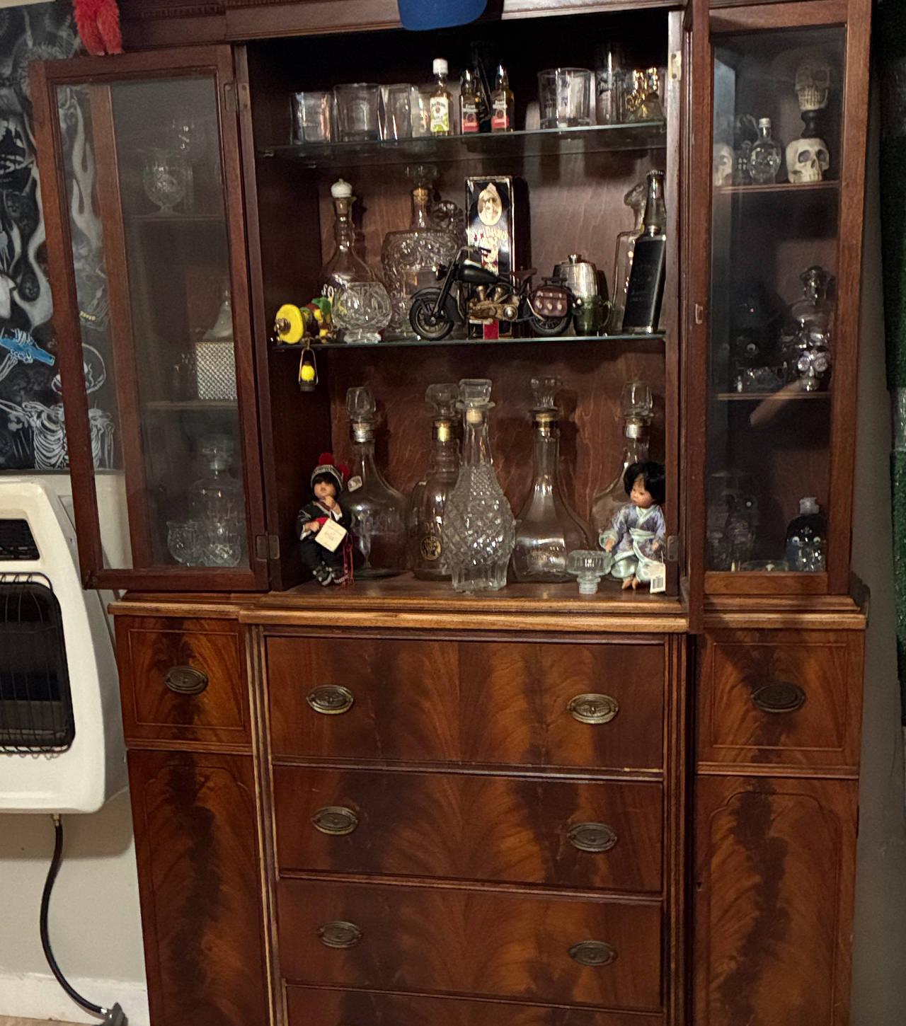 Vintage Wooden China Cabinet Hutch