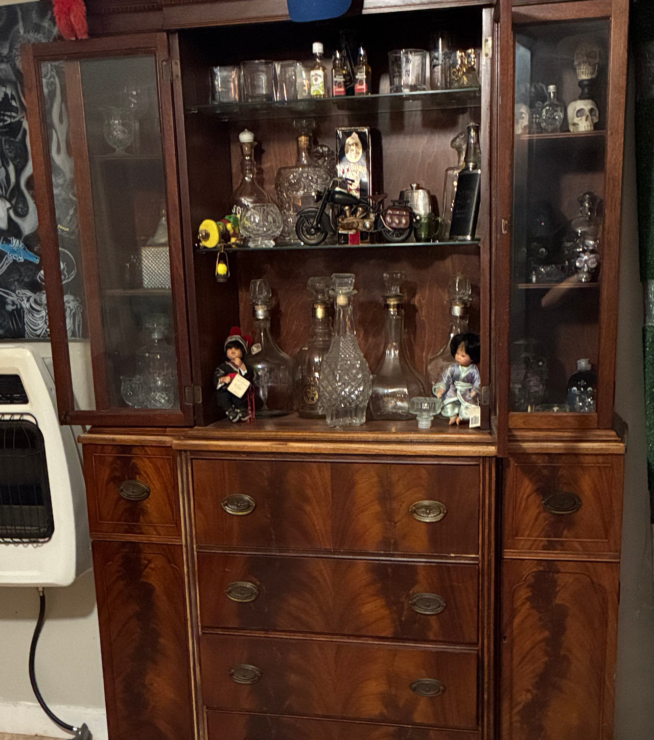 Vintage Wooden China Cabinet Hutch