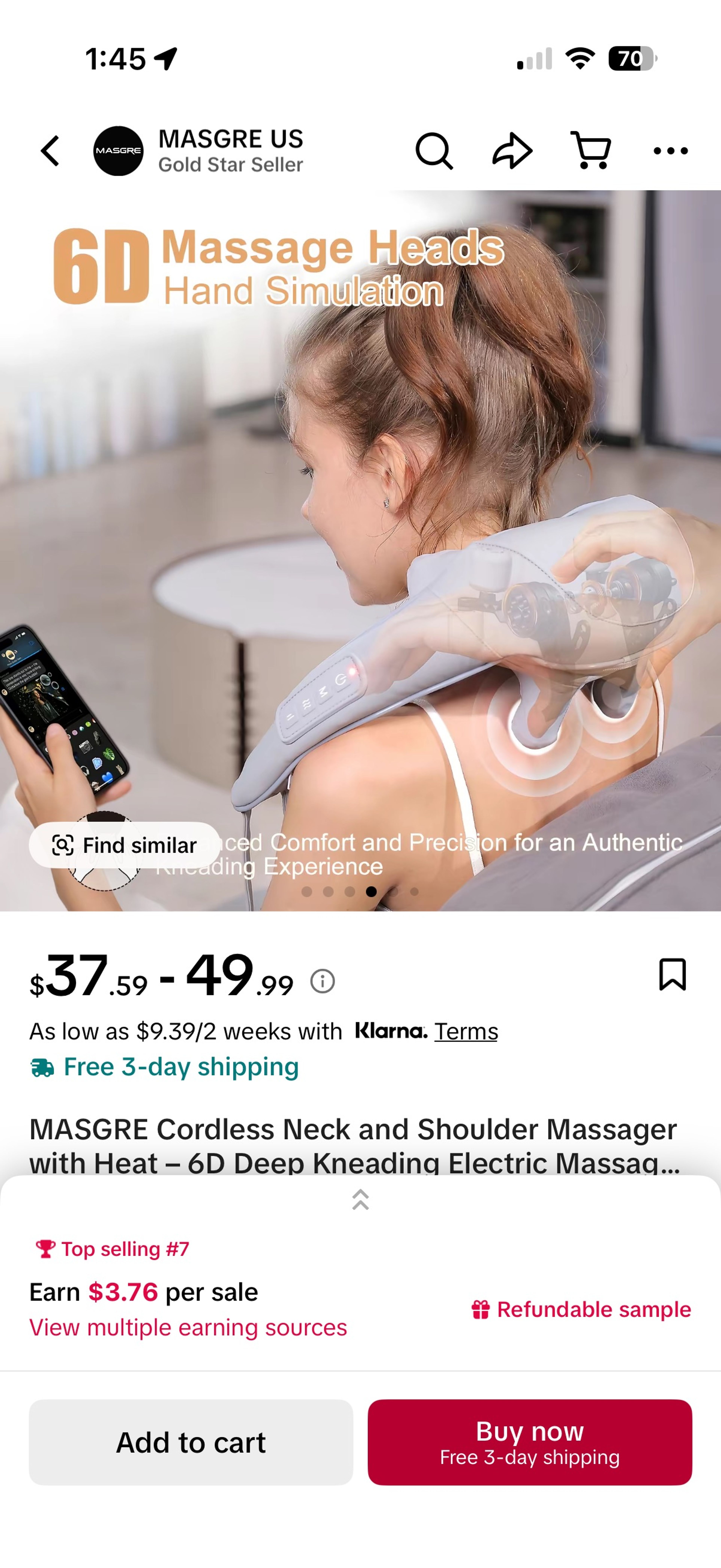 KNQZE Neck Massager with Heat 4D Shiatsu - Image 5