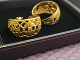 Vintage Gold Tone Filigree Hoop Earrings - Image 1