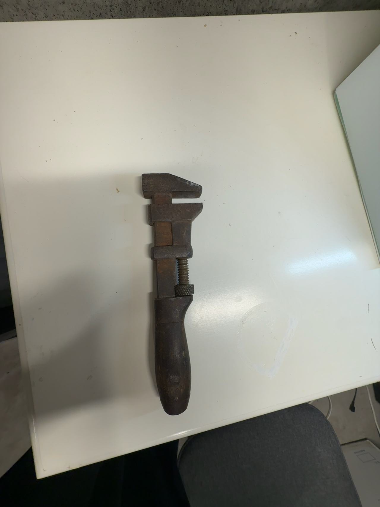 L. Coes Vintage Monkey Wrench with Wood Handle