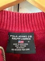 Ralph Lauren Red Quarter Zip Sweater LOOK AT MEASUREMENTS SMALL  - Image 2
