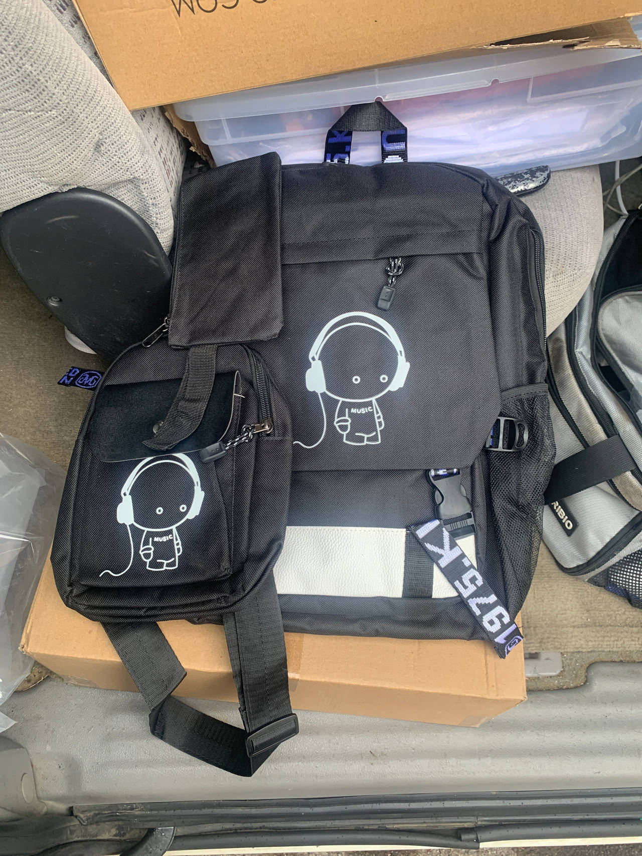 Anime Music Boy Backpack and Crossbody Bag Set