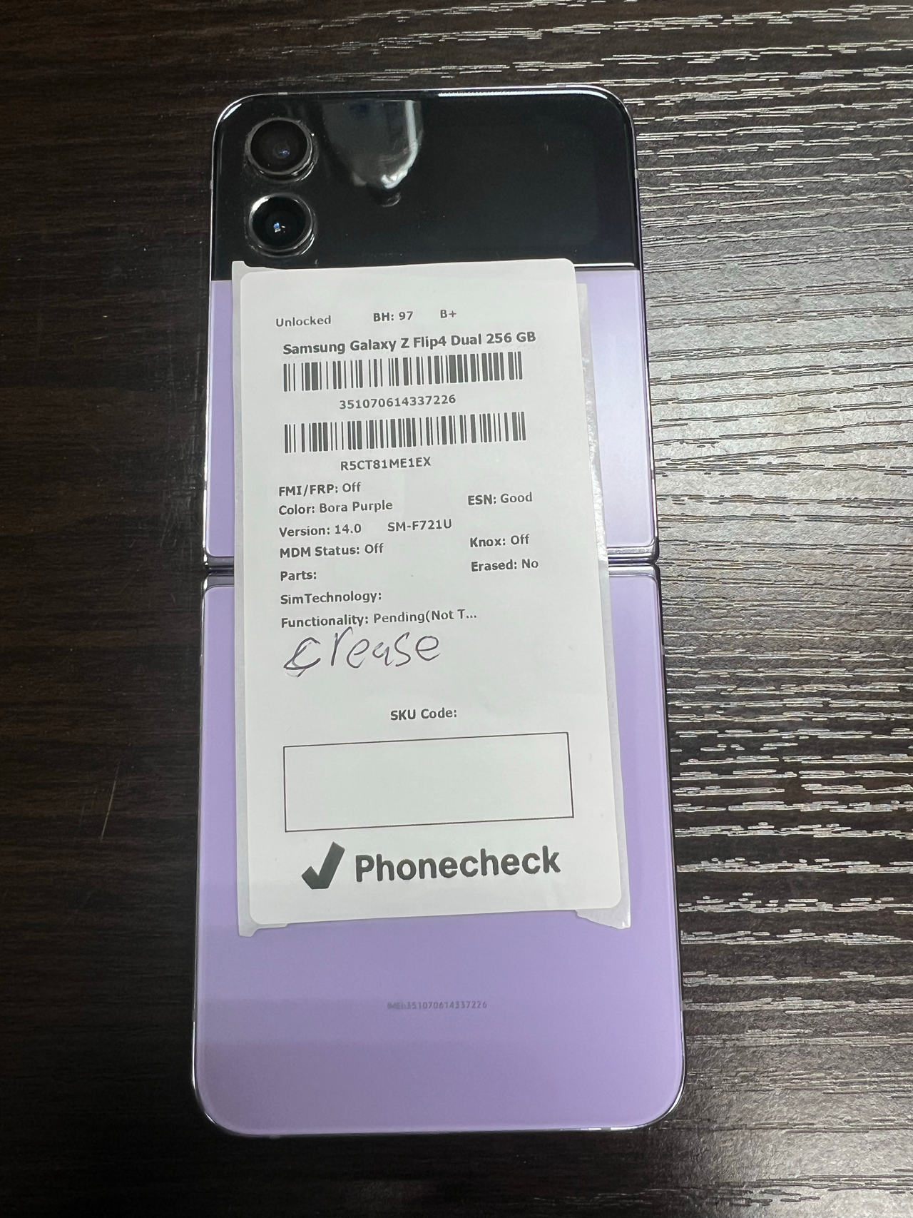 Samsung Galaxy Z Flip4 256GB Bora Purple unlocked BH 97 B+