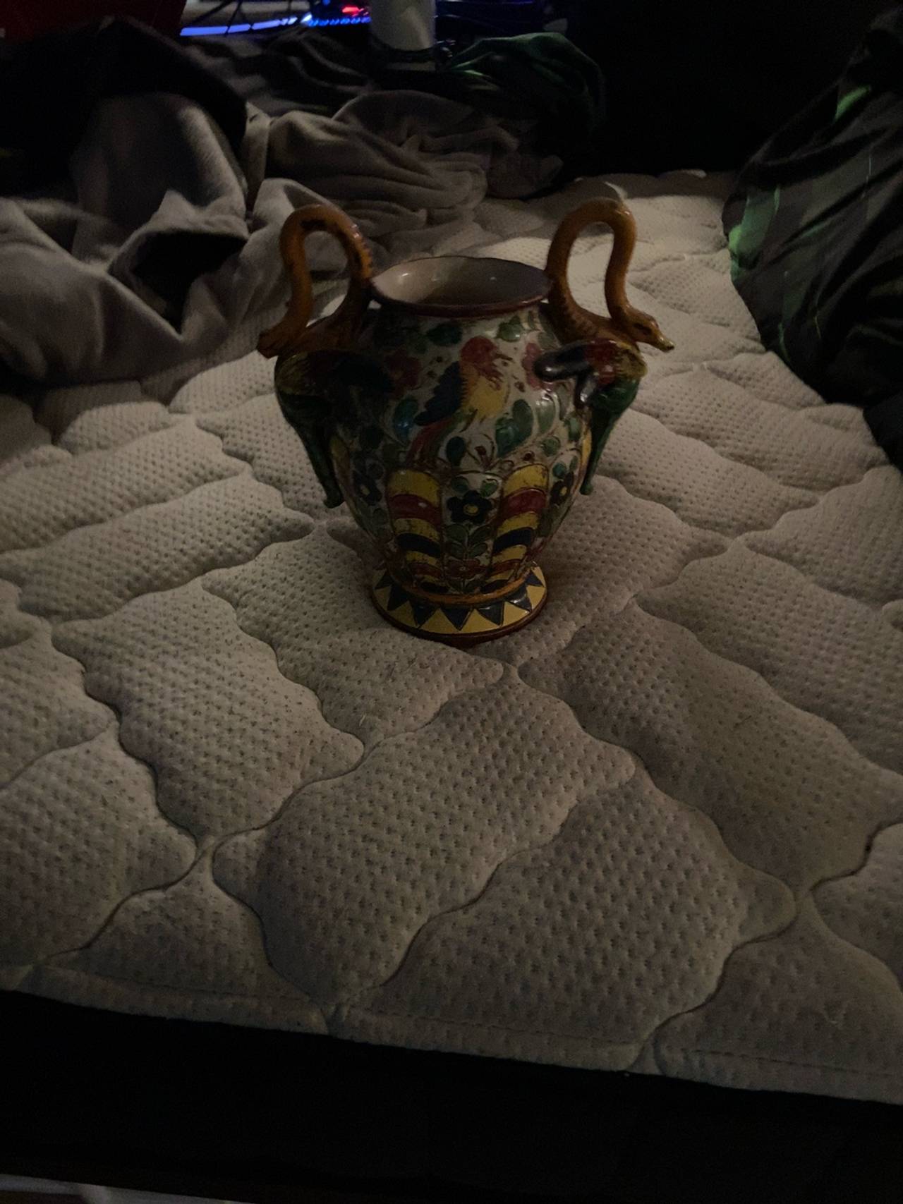 Majolica Hand-Painted Antique Vase