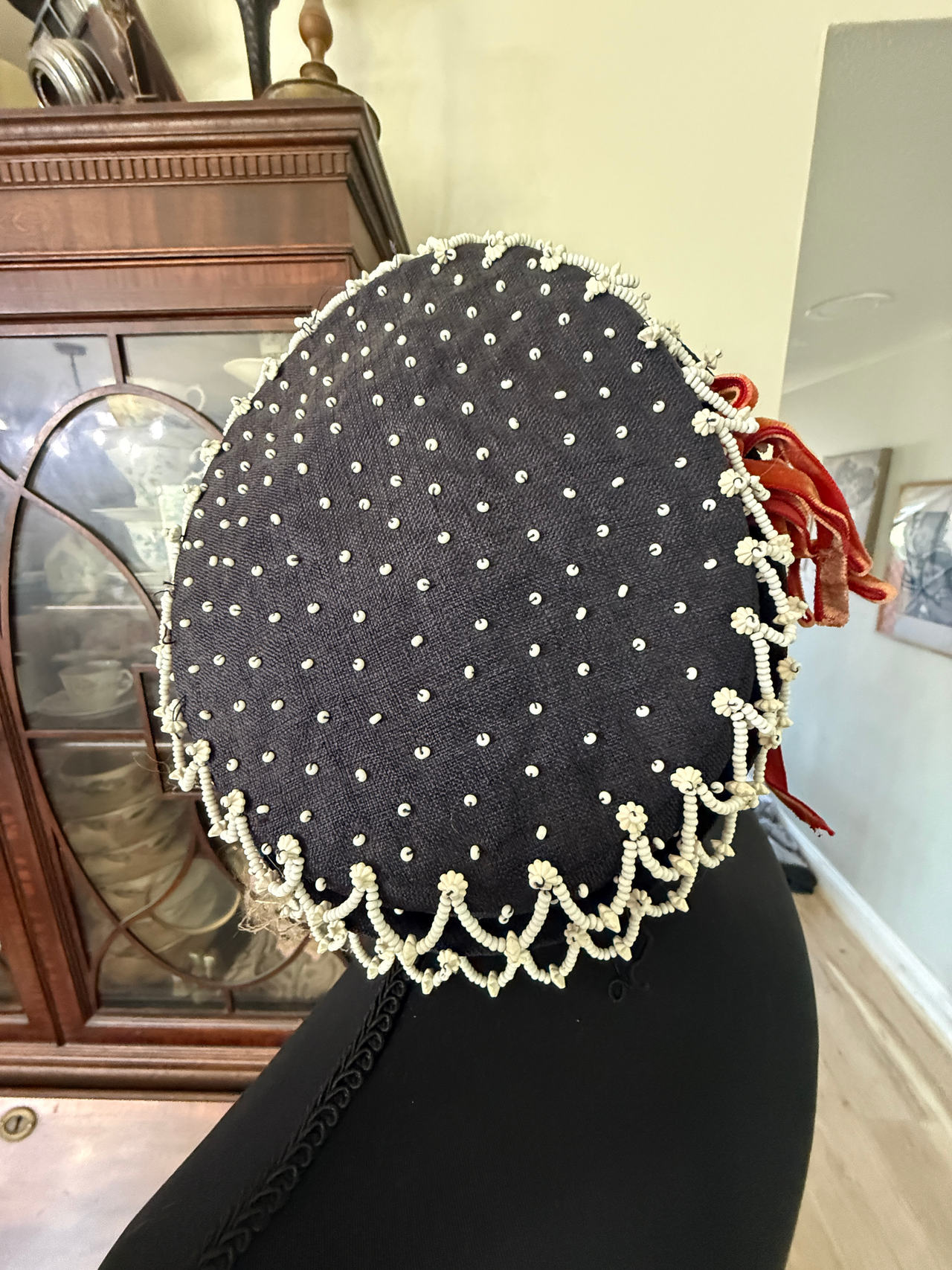 Vintage Beaded Mourning Bonnet Hat