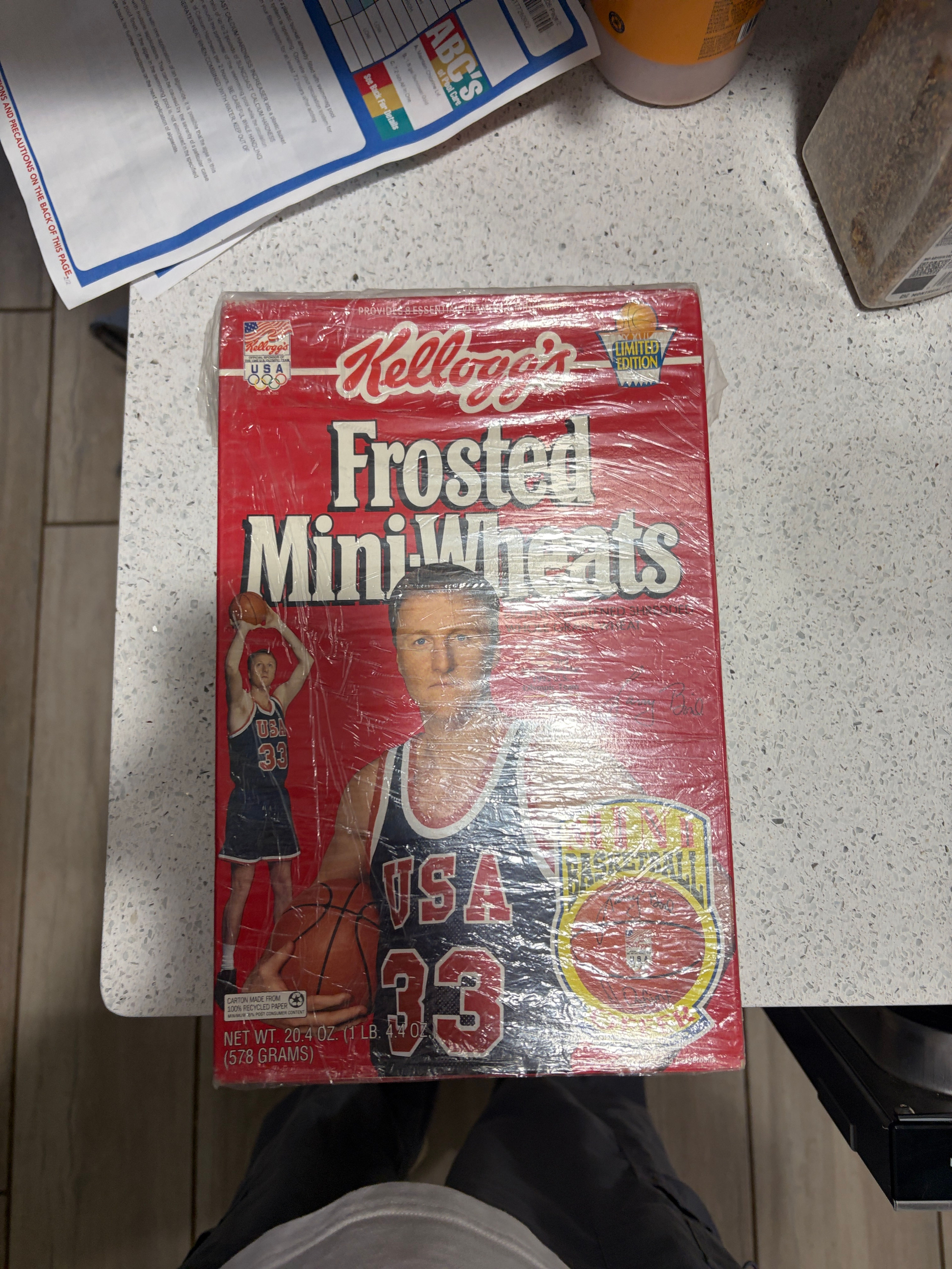 1992 Kellogg's Frosted Mini-Wheats Larry Bird USA Basketball Box
