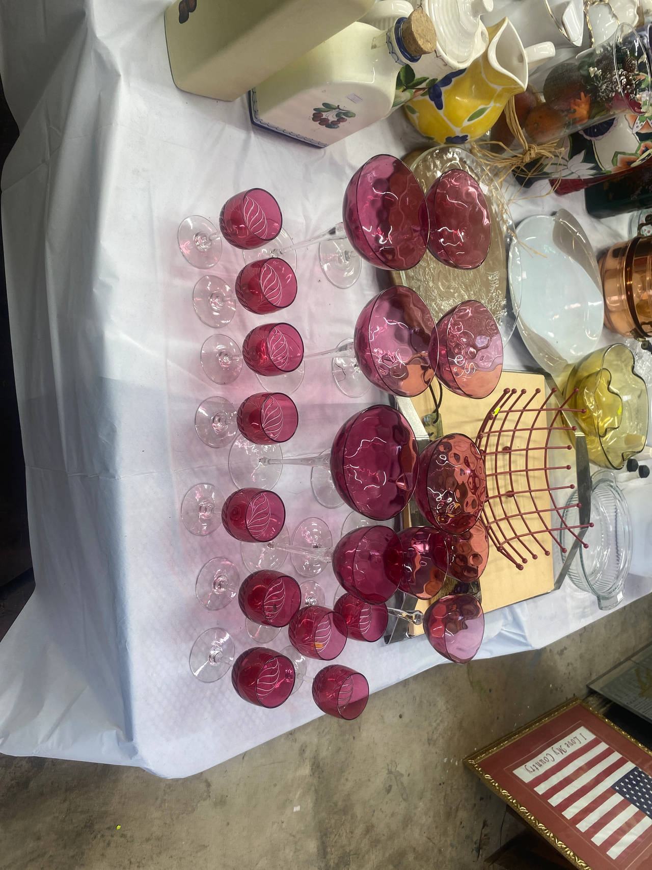 Tiffin Franciscan King's Crown Cranberry Glassware Set