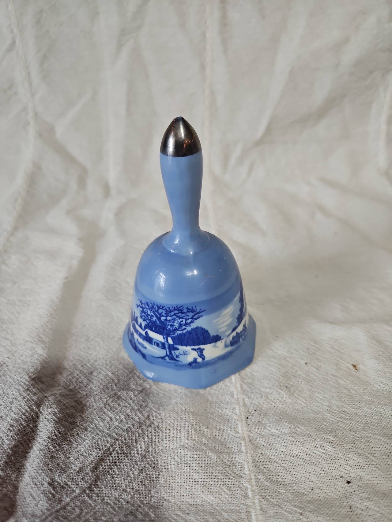 Vintage Blue and White Porcelain Bell