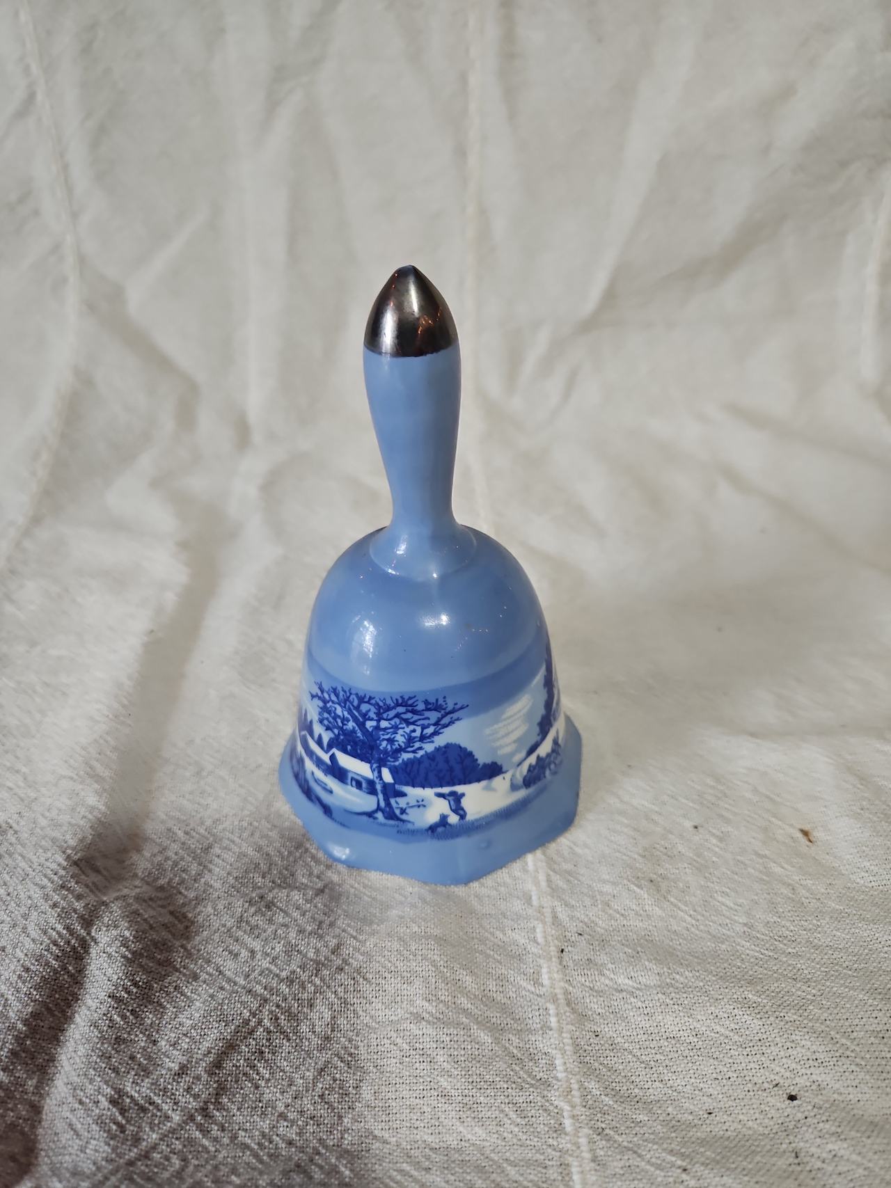 Vintage Blue and White Porcelain Bell