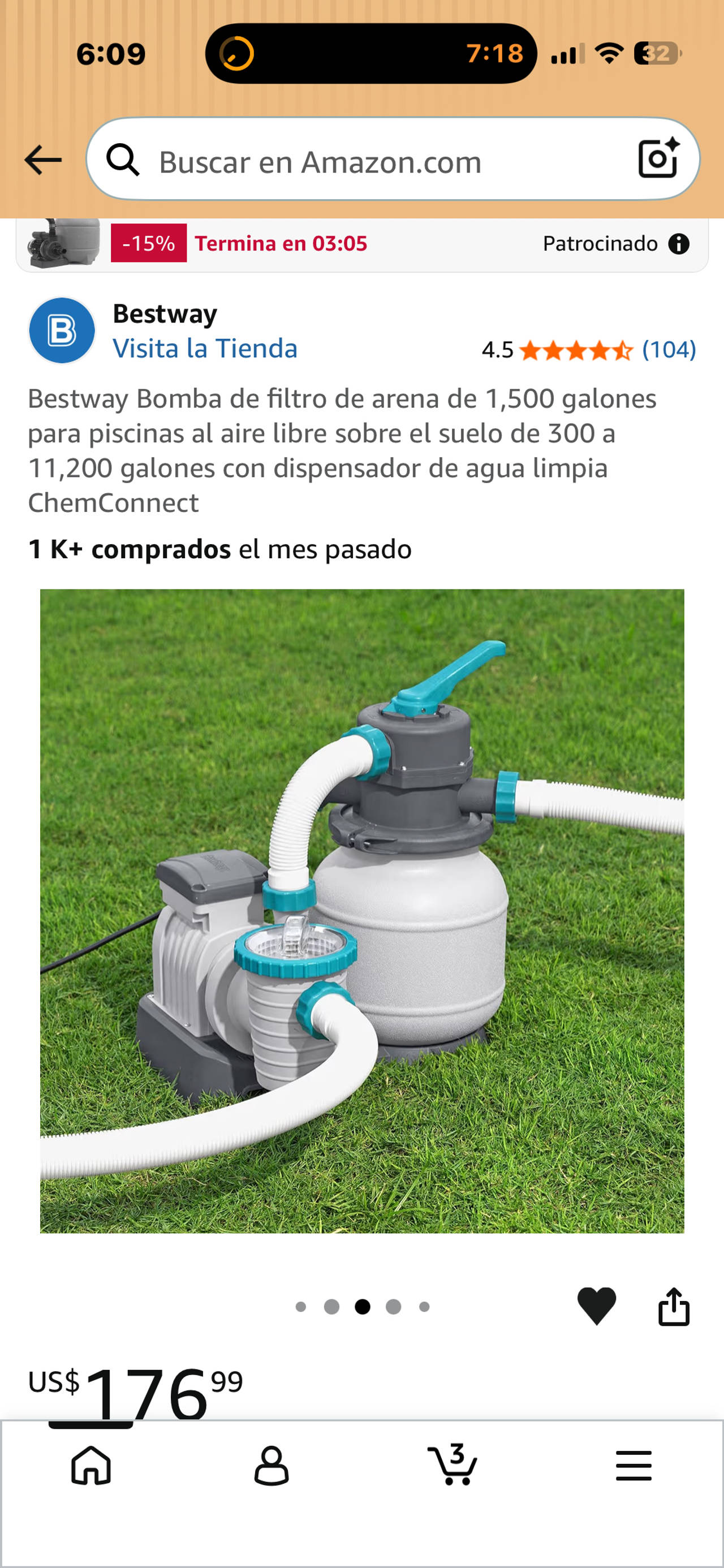 Bestway Flowclear 1,500 gal. Sand Filter Pump