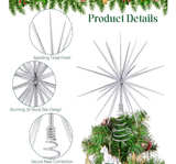 13.8 Inch Silver Christmas Burst Tree Topper Glittered 3D Burst Plastic Tree Top - Image 5