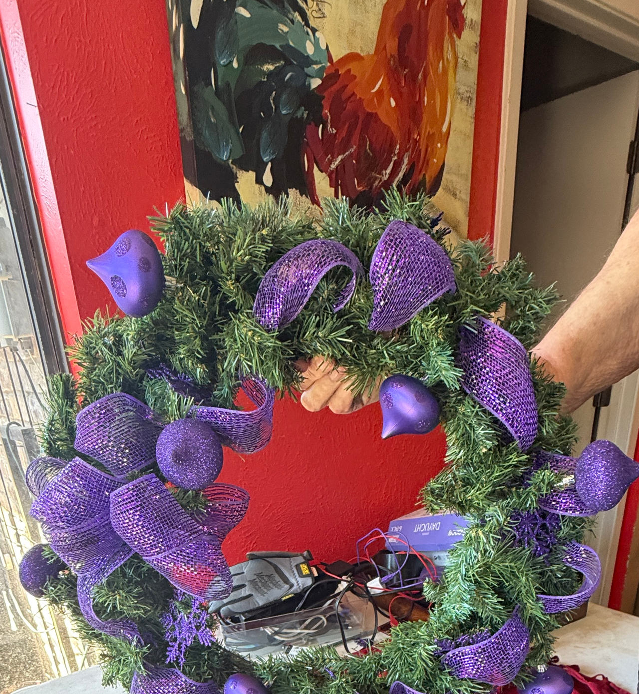 Purple and Green Artificial Wreath