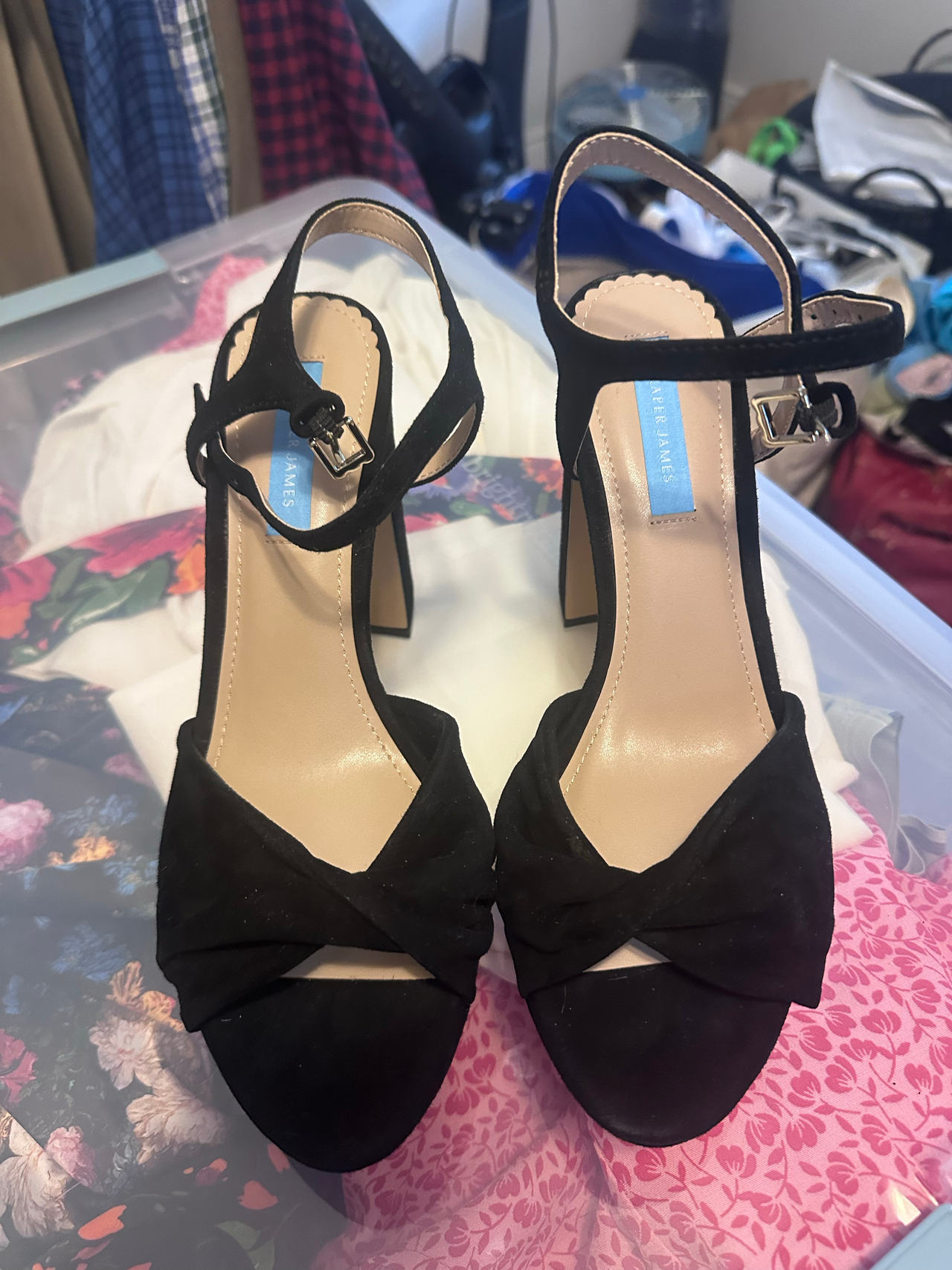 Draper James Paloma Suede Knotted Block Heels NWOT