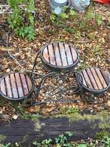 3-Tier Wrought Iron and Wood Plant Stand - Image 3