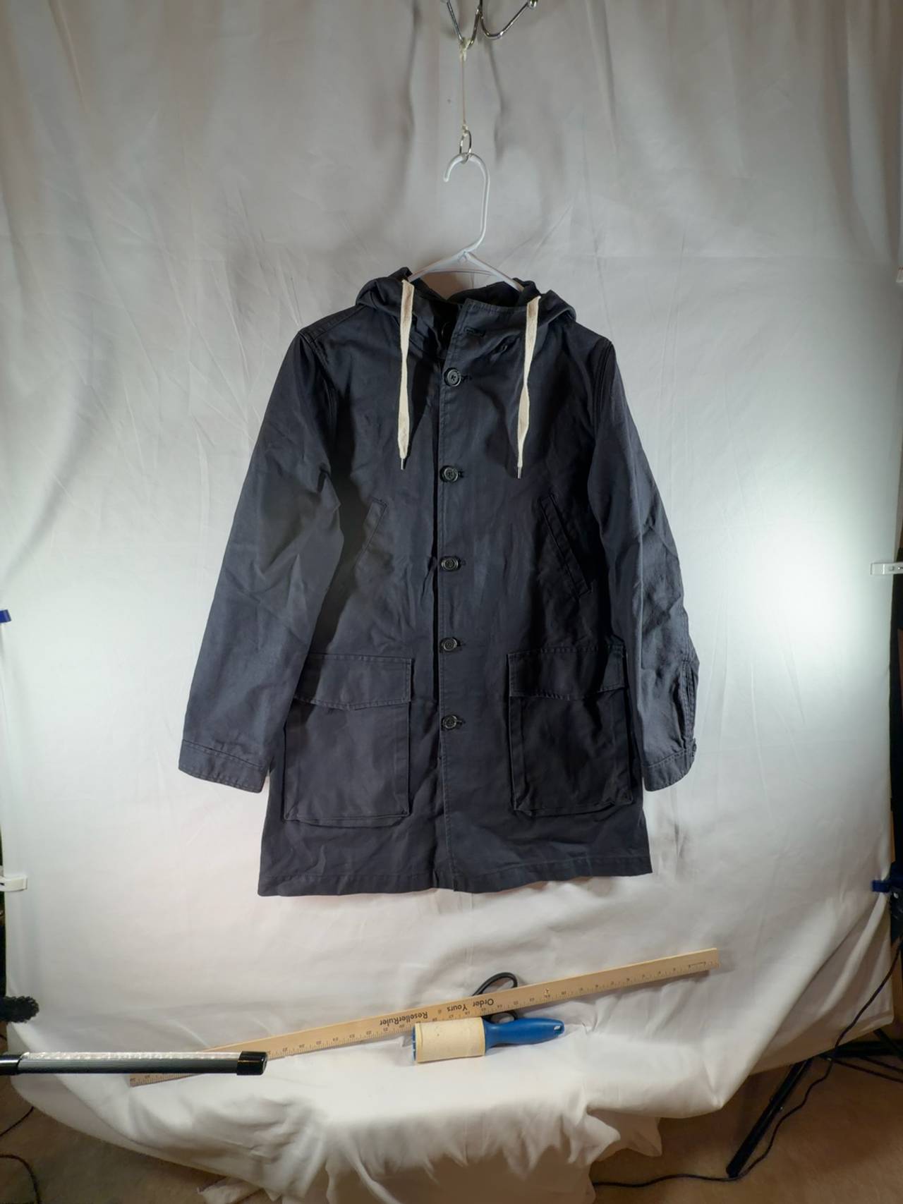 J.Crew Hooded Basket-Weave Jacket Navy Blue