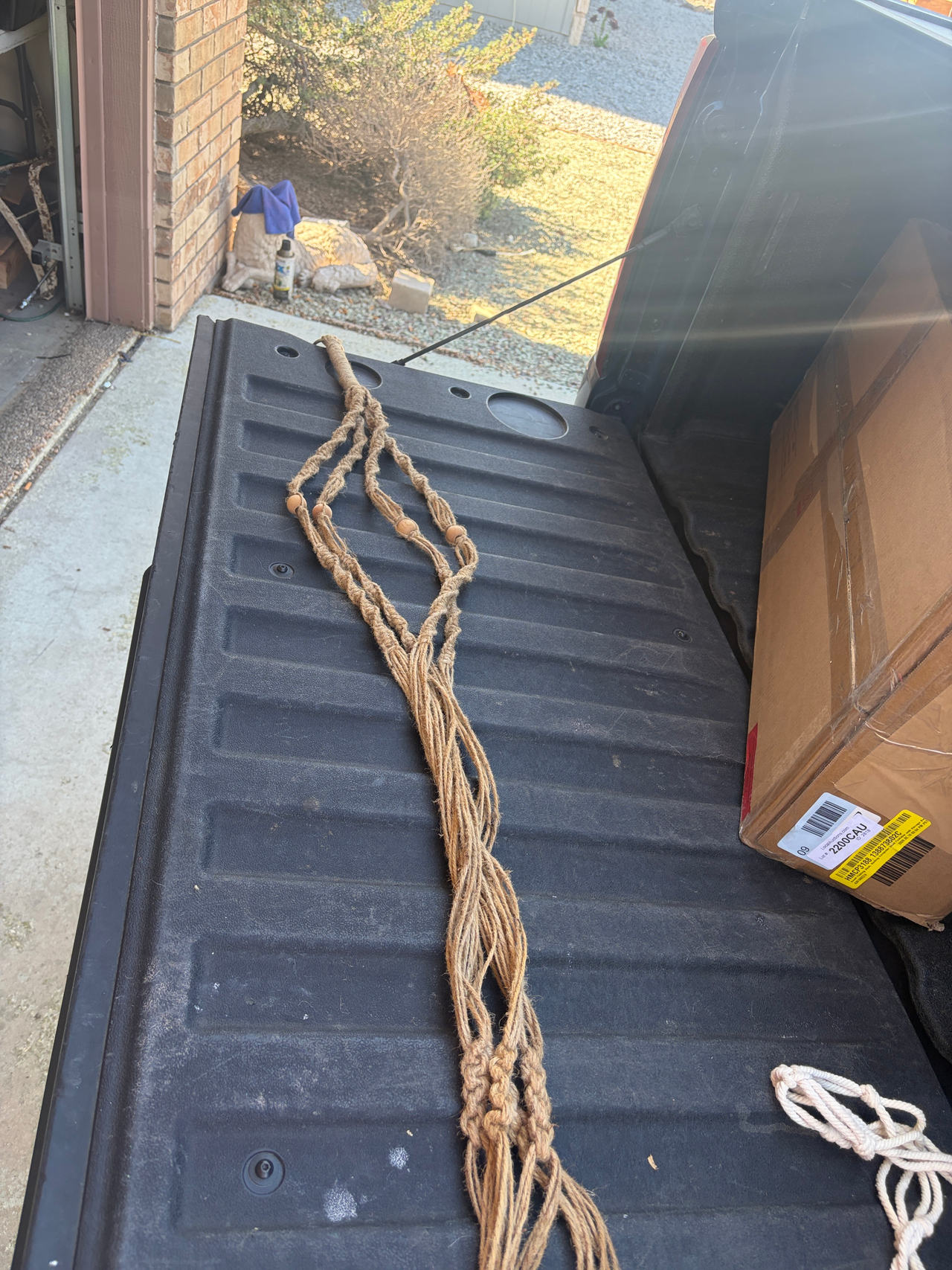 Vintage Macrame Plant Hanger with Wooden Beads