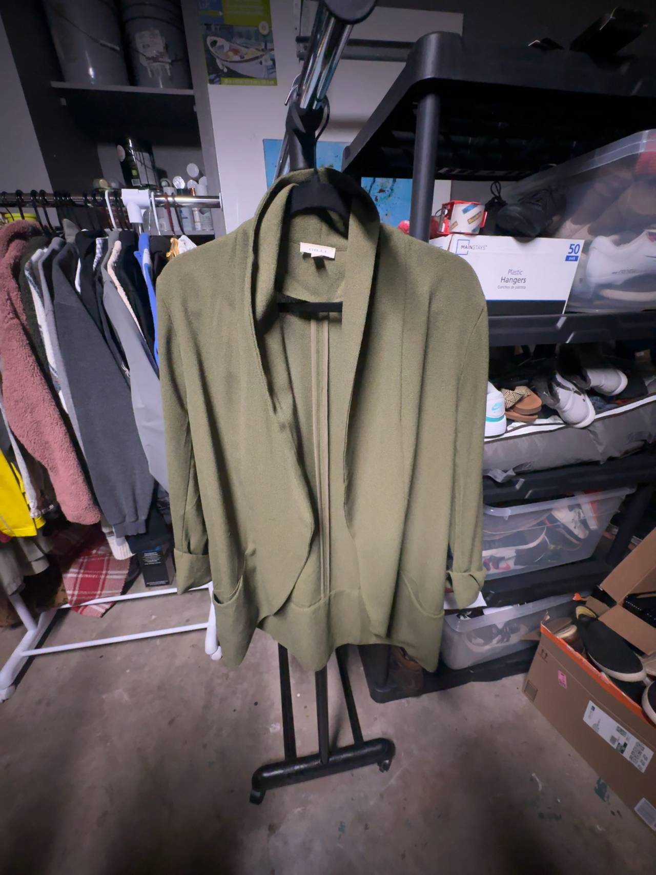 Gilli Olive Green Draped Neck Blazer Size Large Women’s