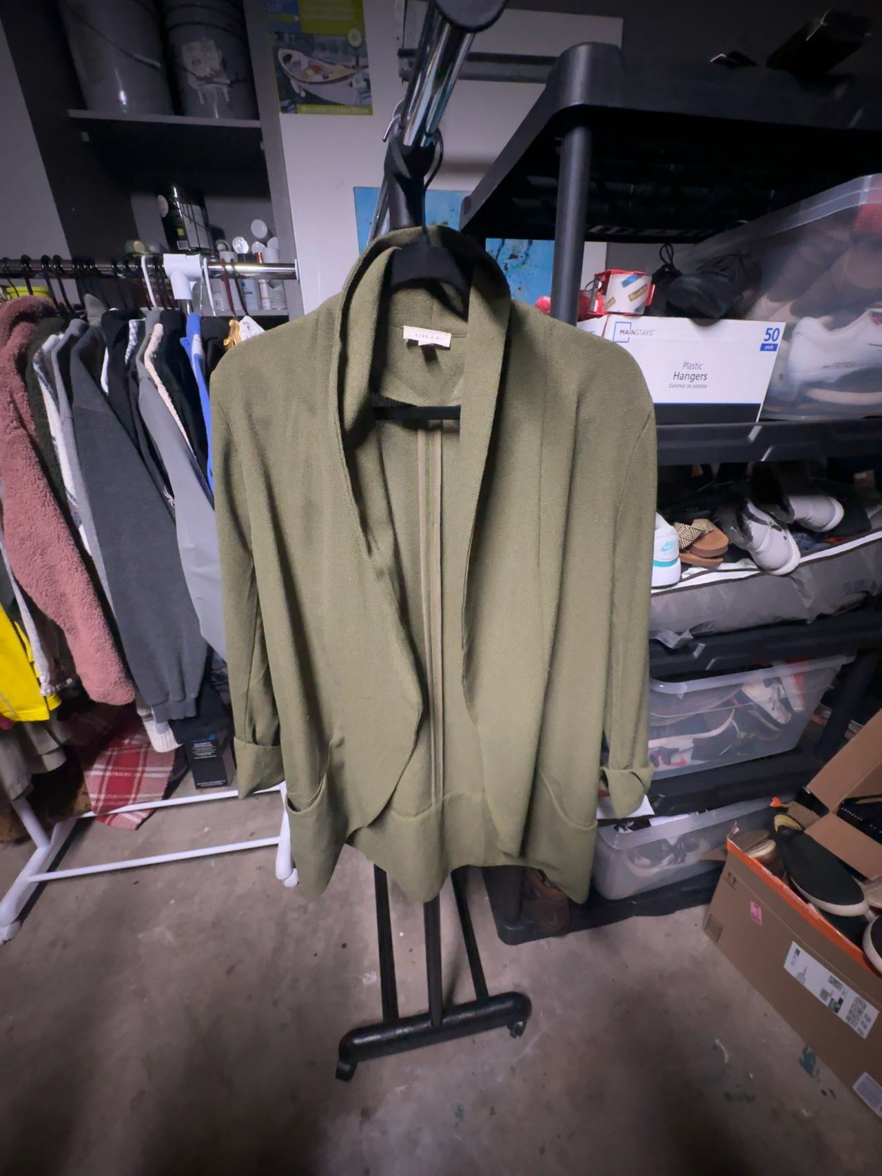 Gilli Olive Green Draped Neck Blazer Size Large Women’s